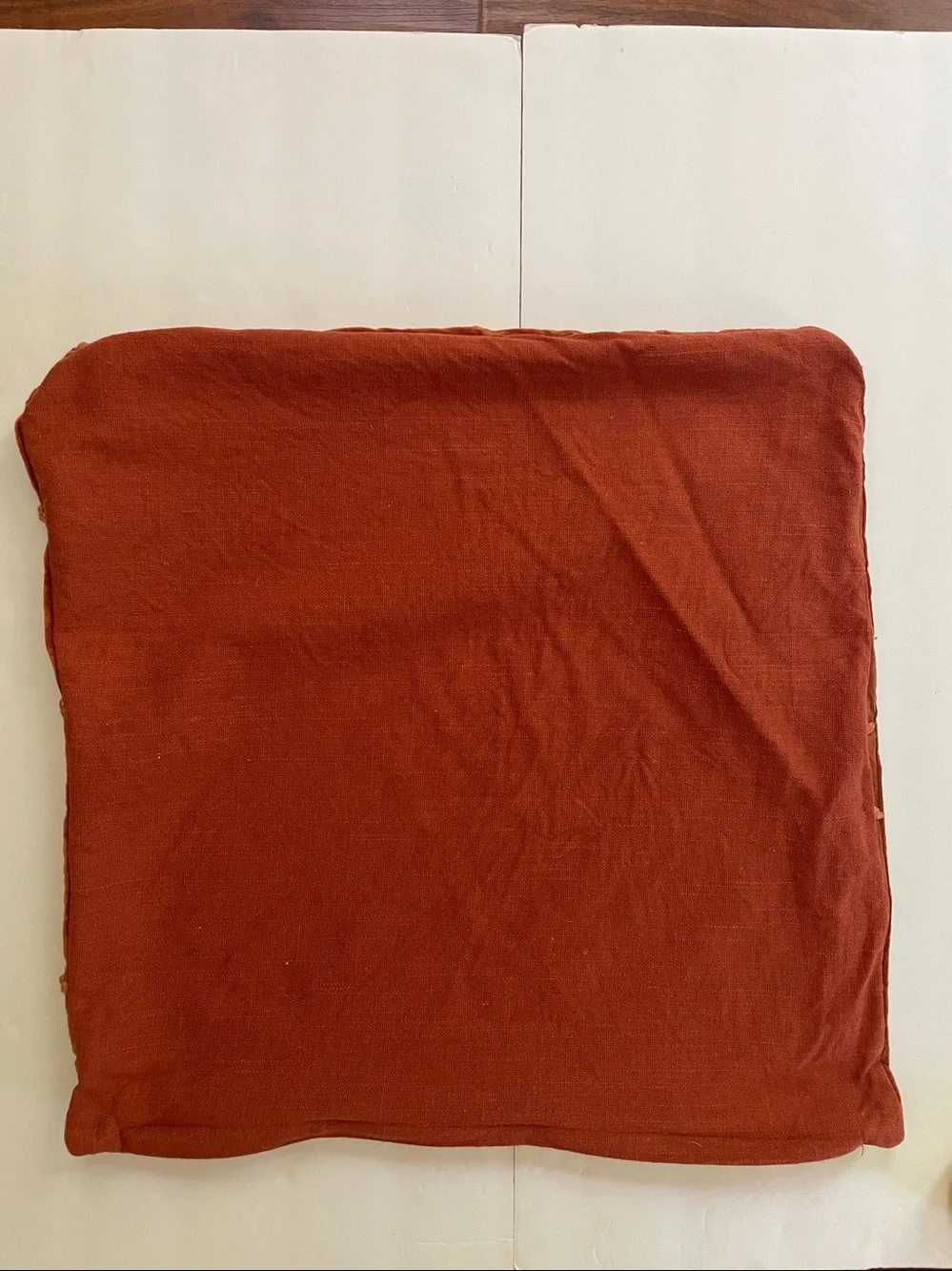 Square Accent Pillow COVER Rust Velvet & Cotton zippered INDIA 19”